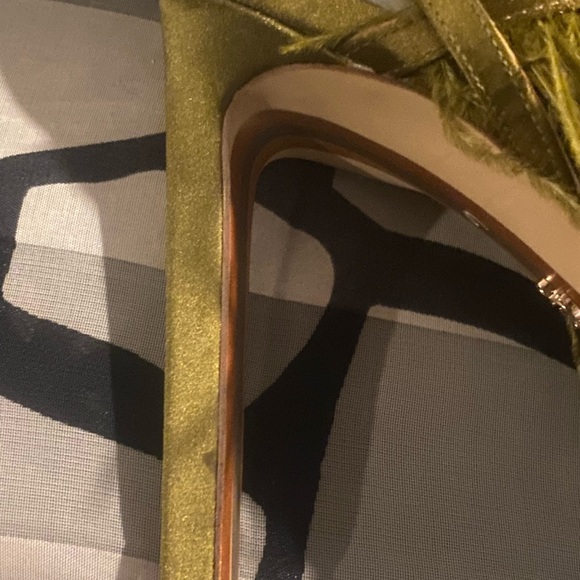 Sam Edelman Green Heels with Feather Detail